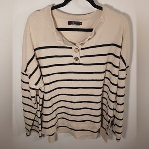 LILLUSORY Cream and Black Striped Sweater